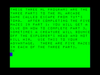 Escape From Tut's Tomb intro screen