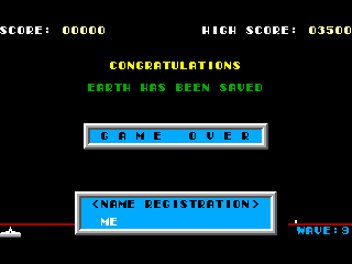 Space Intruders winning game screen
