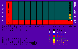 Super Mastermind game screen