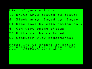 War Monger game start menu