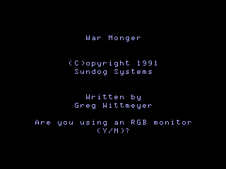 War Monger intro screen #1