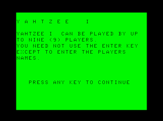 Yahtzee I intro screen #2